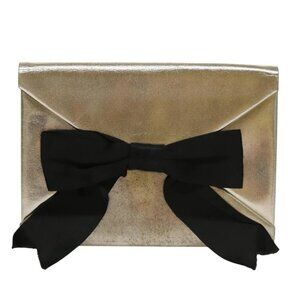SAINT LAURENT Clutch Bag Leather Gold Black Auth 109284